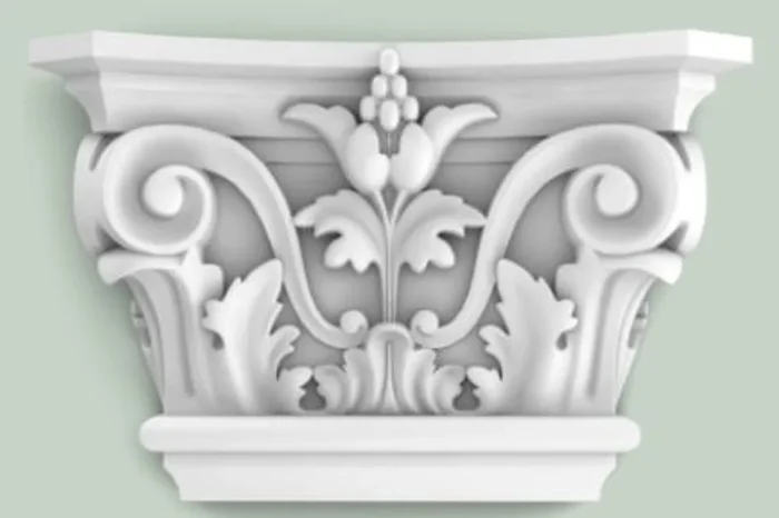 Casa Padrino Barock Zierelement Säulen Kopfteil Weiß 22,8 x 6,2 x H. 14,9 cm – Wanddeko im Barockstil