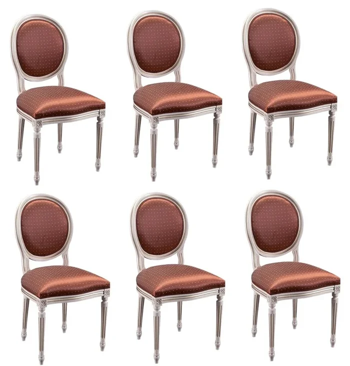 Casa Padrino Luxus Barock Esszimmer Set Creme / Gold / Orange 49 x 43,5 x H. 98 cm – 6 Esszimmerstühle – Esszimmermöbel