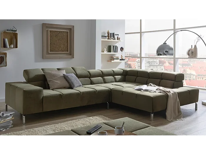 Ecksofa – Dunkelgrün Velvet – NELSON