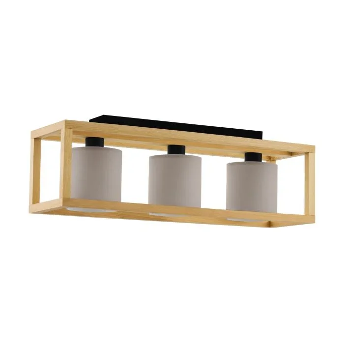 EGLO Deckenleuchte 3-flammig Cappuccino/Holz-Stoff E27