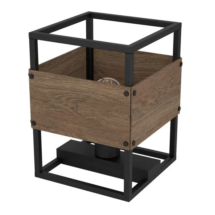 EGLO Tischlampe E27 19.5cm Holz braun – Evesham