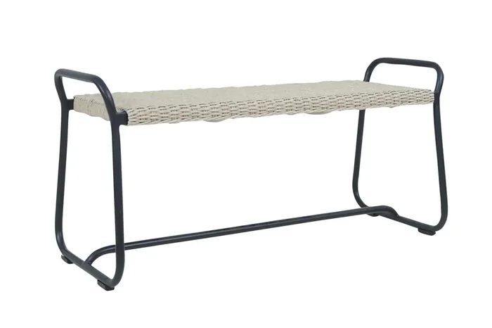 Gartenbank Midway aus Aluminium und Kunst-Rattan, modern, beige, 110 cm, von Brafab