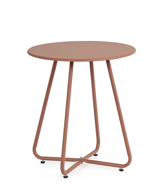Gartenbeistelltisch Jable aus Metall, modern rund, Koral Rot, Ø 45 cm für Outdoor