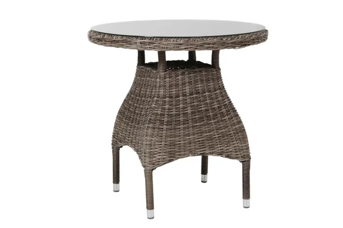 Gartencouchtisch Ninja aus Kunst-Rattan und Glas, klassisch rund, natur, Ø 70 cm, Outdoor