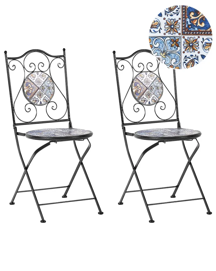 Gartenstuhl 2er Set CIVITA Metall Schwarz