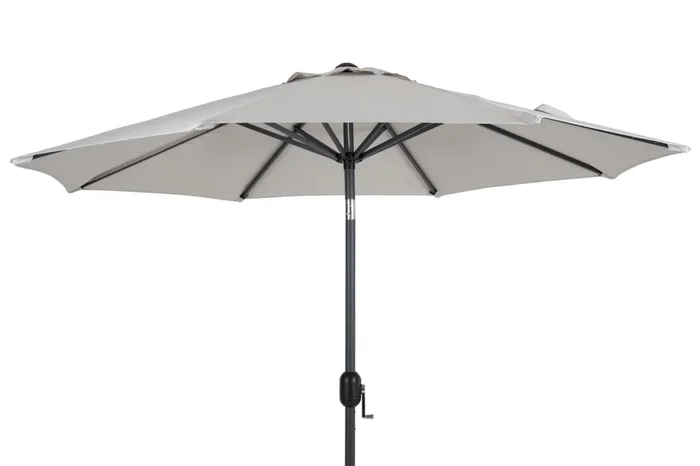 Sonnenschirm Cambre von Brafab aus Aluminium, modern, anthrazit/beige, Ø 250 cm, mit winddichtem Kamin
